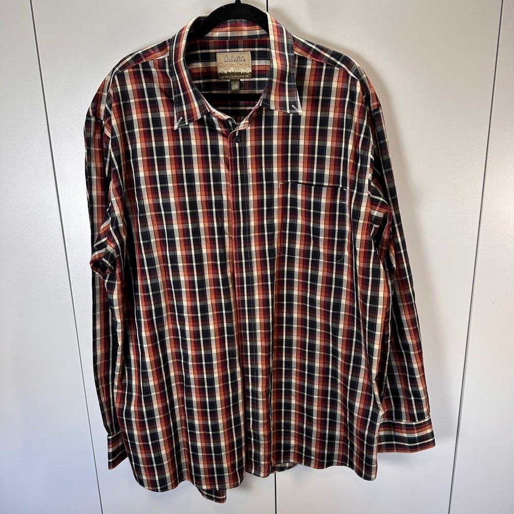 Cabela's Outfitter Series Plaid Button Down Shirt Mens 2XL Tall‎ Cotton